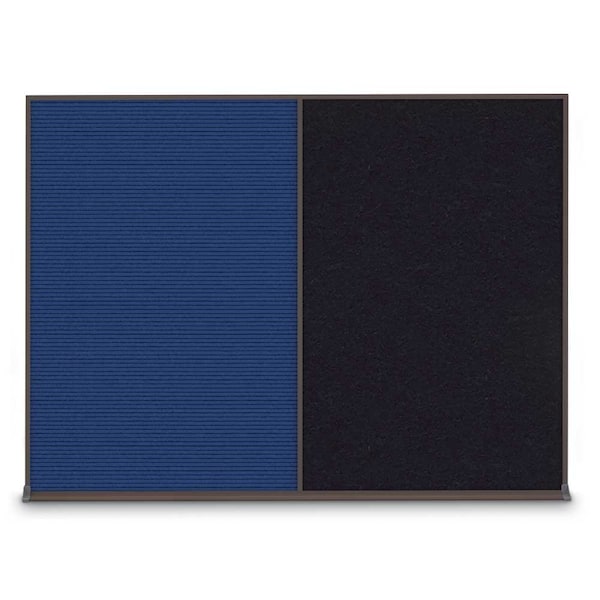 United Visual Products Triple Door Radius Corkboard, 72"X36", S UV8005-SATIN-BLACK - main